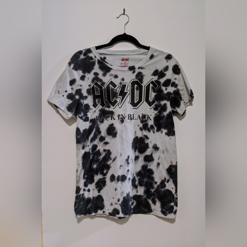 AC/DC Back in Black Tie Dye Oversized Band T-shirt sz S